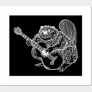 SEEMBO Beaver Playing Guitar Guitarist Musician Music Band Posters and Art